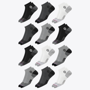 12 Pairs Sports Cotton Ankle Length Socks for Men, Pack of 12