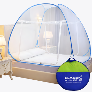 Double Bed | King Size Foldable Machardani | Polyester 30GSM Strong Net | PVC Coated Corrosion Resistant Steel Wire - Blue