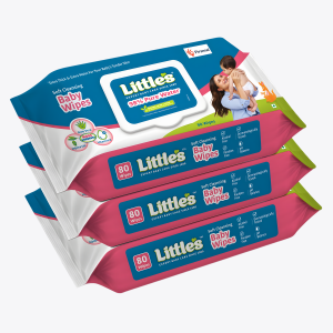 Little's Soft Cleansing Baby Wipes with Lid | 80 Wipes x Pack of 3 - 240 Wipes | Extra Thick & Moist Wet Wipes for Baby's | Prevents Rashes & Redness with Goodness of Aloe Vera, Vitamin E & Jojoba Oil