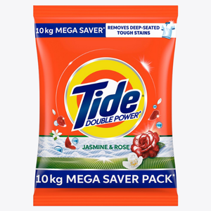 Tide Plus Detergent Washing Powder - 10kg Mega Saver Pack | Jasmine & Rose Fragrance | Removes deep-seated Oil, Gravy, Tea Stains | World's No. 1 Detergent Brand