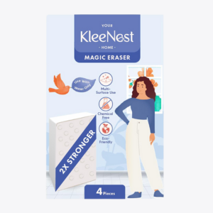 Kleenest Magic Eraser Cleaning Sponge | Pack of 4 | Chemical-Free, Multi-Purpose Wipe for Effortless Cleaning of Kitchen, Bathroom, Walls, Shoes & More – Tough on Stains, Gentle on Surfaces