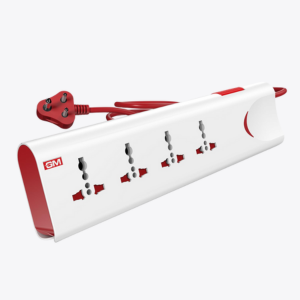 GM 3060 Extension Board 10Amp Output 250 Volts with 2 Mtr Extension Cord & Surge Protector | Master Switch, Safety Shutter, 4 International Sockets | Multi Plug Travel Adapter for Home Appliances