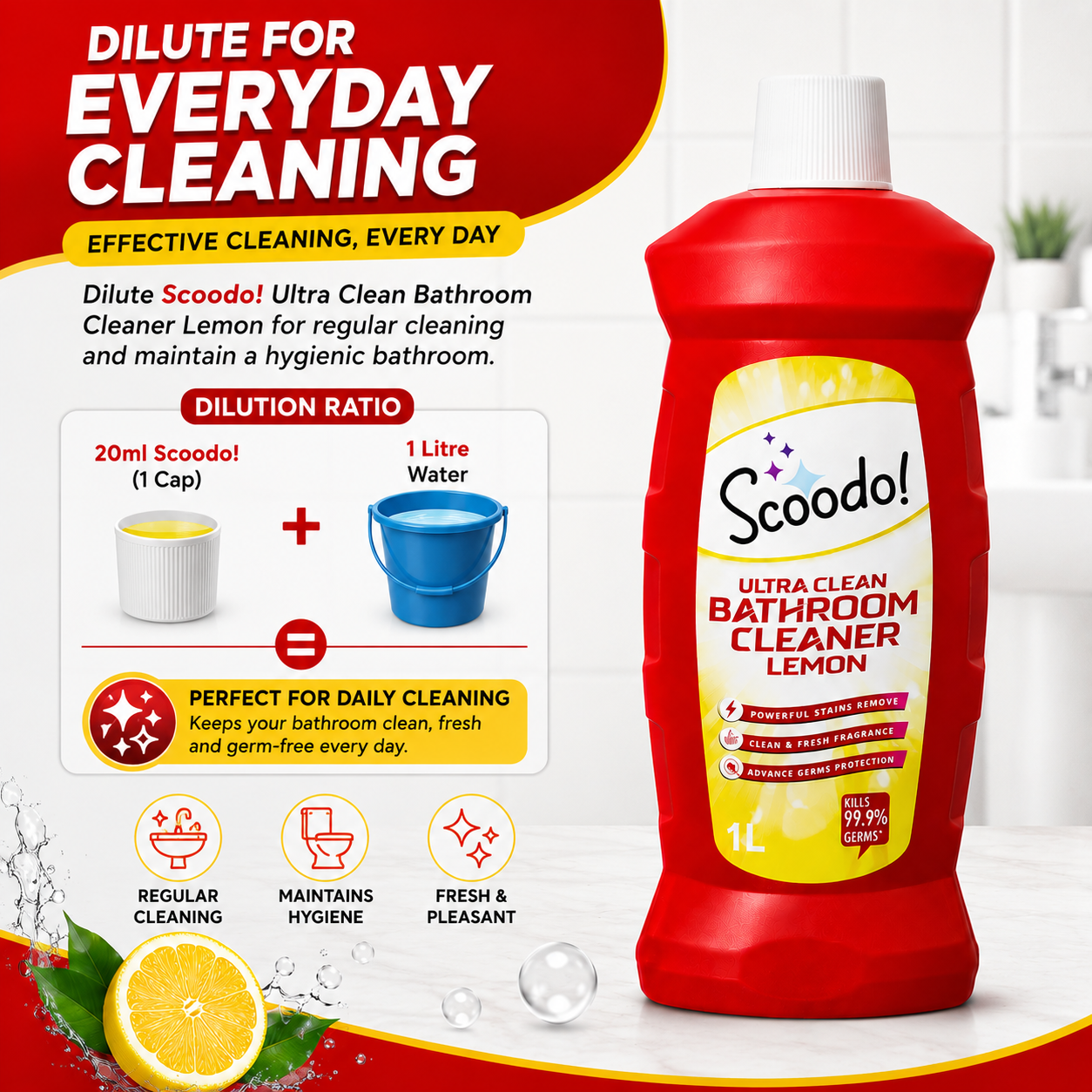 Scoodo Ultra Clean Bathroom Cleaner Lemon - Image 3
